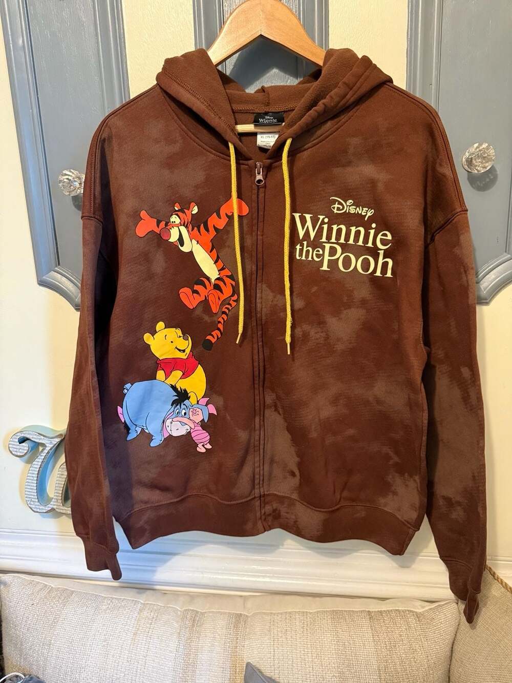 Disney Winnie the Pooh and Friends Brown Mineral Wash Zip-Up Hoodie